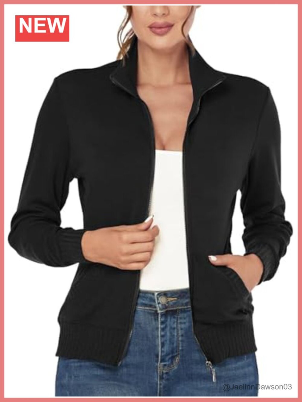 Women's Zip Up Track Jacket Stand Collar Long Sleeve Athletic Running with